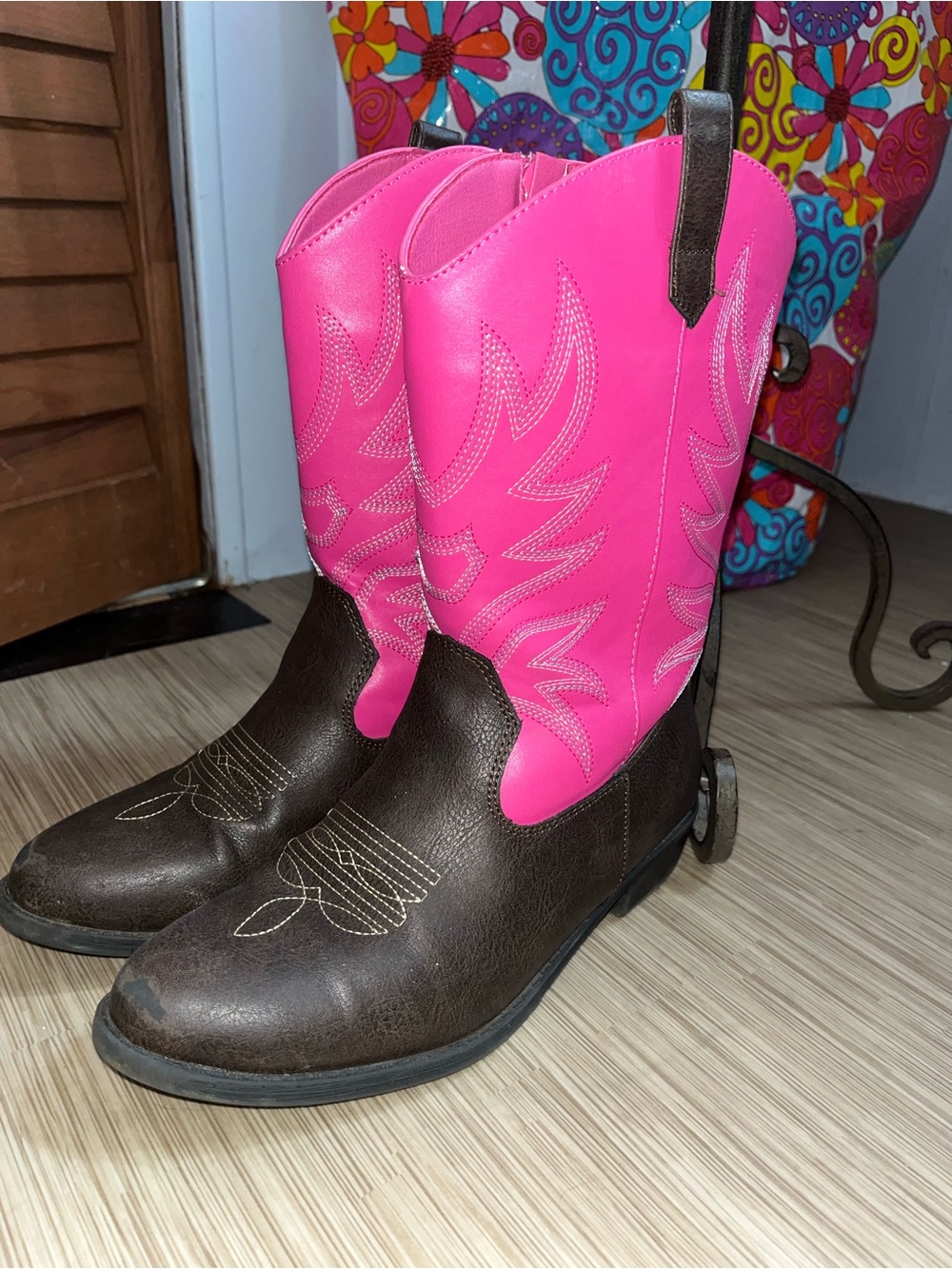 Kids Pink & Brown Cowboy Boots - Western Style